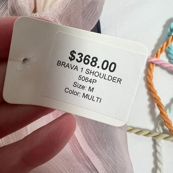 NWT Karina Grimaldi REVOLVE Brava One Shoulder Maxi Dress Sheer Multicolor M - Picture 4 of 16